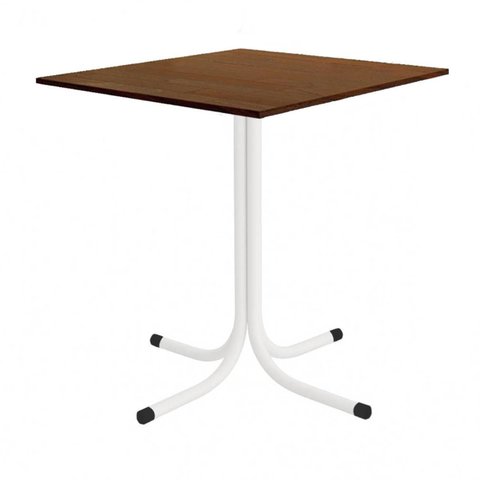 Mesa de Jantar Quadrada 70cm Branca Tampo Madeira Imbuia