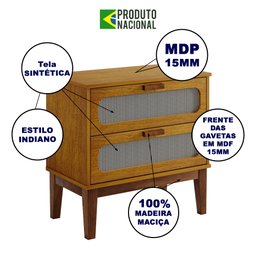 Mesa de Cabeceira Santorini 2 Gavetas 60 Cm Nature - 2