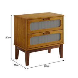 Mesa de Cabeceira Santorini 2 Gavetas 60 Cm Nature - 5
