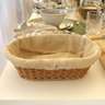 2 Cestinhos Porta Pão Pastel Oval 27x20cm Cesto Plástico Rattan Tecido Lyor - 2