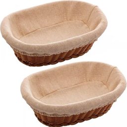 2 Cestinhos Porta Pão Pastel Oval 27x20cm Cesto Plástico Rattan Tecido Lyor - 1 2 Cestinhos Porta Pão Pastel Oval 27x20cm Cesto Plástico Rattan Tecido Lyor - 1