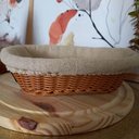 Ver imagem 5 de 2 Cestinhos Porta Pão Pastel Oval 27x20cm Cesto Plástico Rattan Tecido Lyor