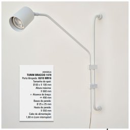 Arandela Articulada Turim Branco Texturizado e Cabo com Interruptor - 9