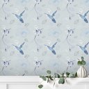 Ver imagem 2 de Papel de Parede Animal Beija Flor Azul Floral Gh Papel de Parede 3,5m