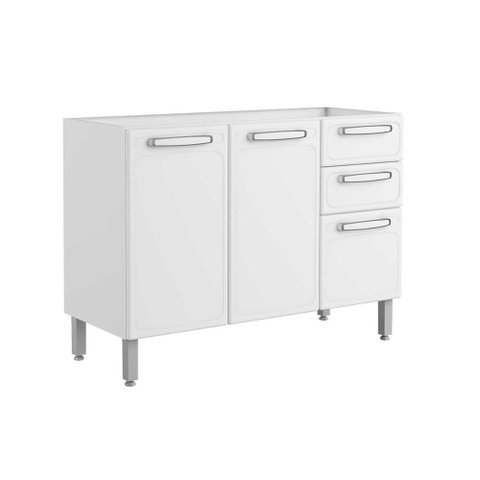 Módulo Cozinha Bertolini Evidence Balcão 7024 3 Portas 2 Gavetas s/ Tampo Branco