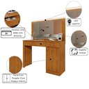 Ver imagem 2 de Mesa Camarim Nina 2 Gavetas com Espelho LED MDP Marrom Casah 108cm