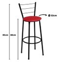 Ver imagem 2 de Banqueta Média Preta com Encosto para Cozinha Assento Vermelho