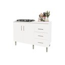 Ver imagem 5 de Kit Bancada Ilha para Cozinha + Balcão para Cooktop 1,20m 5 Bocas 2 Portas e 3 Gavetas Turim Branco