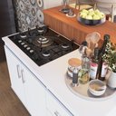 Ver imagem 2 de Kit Bancada Ilha para Cozinha + Balcão para Cooktop 1,20m 5 Bocas 2 Portas e 3 Gavetas Turim Branco