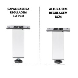 Kit 4 Pé Alumínio 8cm Fosco Cozinha Móveis 40x40 Regulável - 2