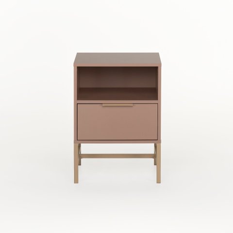 Mesa de Cabeceira Square 1 Gaveta 1 Nicho 43 Cm X 40 Cm Rosa Blush