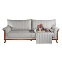 Ver imagem 2 de Sofá 4 Lugares 220x94x92cm Linho Louise com Cama Pet Cinza
