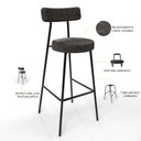 Ver imagem 4 de Kit 05 Banquetas Altas Cozinha Sala De Jantar Estrutura Em Aço Milão F01 Linho Chumbo - Lyam