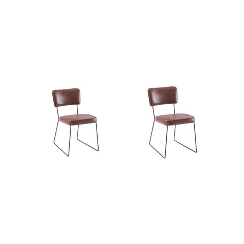 Kit 2 Cadeiras para Sala de Jantar Escritório Estofada Base em Aço Roma Marrom/Caramelo