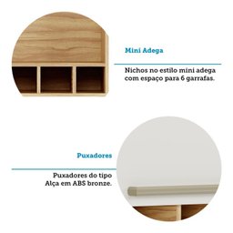 Armário Aéreo de Cozinha 80cm com 1 Porta Basculante e Mini Adega 100% MDF Itália Espresso Móveis - 6