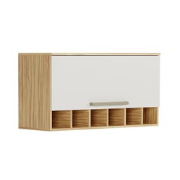 Armário Aéreo de Cozinha 80cm com 1 Porta Basculante e Mini Adega 100% MDF Itália Espresso Móveis - 1