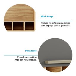 Armário Aéreo de Cozinha 80cm com 1 Porta Basculante e Mini Adega 100% MDF Itália Espresso Móveis - 6