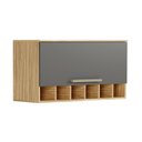 Ver imagem 1 de Armário Aéreo de Cozinha 80cm com 1 Porta Basculante e Mini Adega 100% MDF Itália Espresso Móveis Cinza/Amêndoa/Chumbo