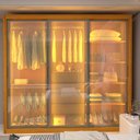 Ver mais imagens de Guarda-Roupa Casal 3 Portas Reflecta com LED 100% MDF Royale Marrom/Marrome