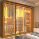 Ver imagem 1 de Guarda-Roupa Casal 3 Portas Reflecta com LED 100% MDF Royale Marrom/Marrome