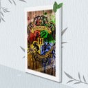 Ver imagem 1 de Quadro Decorativo Escola Hogwarts Madeiro + Vidro 33x25 Sala:branco