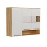 Armário Aéreo de Cozinha 120cm com 3 Portas Vidro Reflecta e Nicho 100% MDF Itália Espresso Móveis - 1