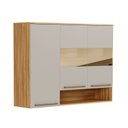 Ver imagem 3 de Armário Aéreo de Cozinha 120cm com 3 Portas Vidro Reflecta e Nicho 100% MDF Itália Espresso Móveis Bege/Amêndoa/Off White