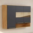 Ver imagem 1 de Armário Aéreo de Cozinha 120cm com 3 Portas Vidro Reflecta e Nicho 100% MDF Itália Espresso Móveis Cinza/Amêndoa/Chumbo
