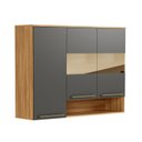 Ver imagem 3 de Armário Aéreo de Cozinha 120cm com 3 Portas Vidro Reflecta e Nicho 100% MDF Itália Espresso Móveis Cinza/Amêndoa/Chumbo
