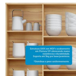 Armário Aéreo de Cozinha 120cm com 3 Portas Vidro Reflecta e Nicho 100% MDF Itália Espresso Móveis - 4
