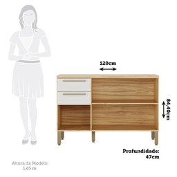 Balcão de Cozinha 120cm com 3 Portas 2 Gavetas e Tampo 100% MDF Itália Espresso Móveis - 3
