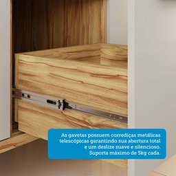 Balcão de Cozinha 120cm com 3 Portas 2 Gavetas e Tampo 100% MDF Itália Espresso Móveis - 5