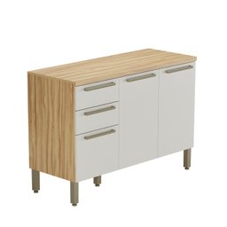 Balcão de Cozinha 120cm com 3 Portas 2 Gavetas e Tampo 100% MDF Itália Espresso Móveis - 1