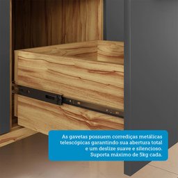 Balcão de Cozinha 120cm com 3 Portas 2 Gavetas e Tampo 100% MDF Itália Espresso Móveis - 5