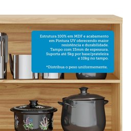 Balcão de Cozinha 120cm com 3 Portas 2 Gavetas e Tampo 100% MDF Itália Espresso Móveis - 4