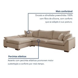Sofá Modulado com Chaise M201 Base em Madeira Maciça - 9