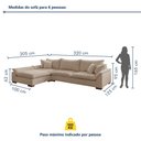 Ver imagem 4 de Sofá de Canto com Chaise Modulado 6 Lugares Linho Bege Dominique 320cm Yescasa