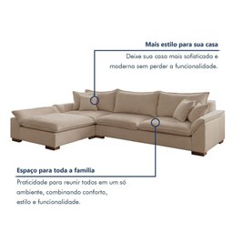 Sofá Modulado com Chaise M201 Base em Madeira Maciça - 7