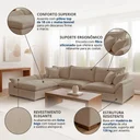 Ver imagem 3 de Sofá de Canto com Chaise Modulado 6 Lugares Linho Bege Dominique 320cm Yescasa