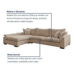 Sofá Modulado com Chaise M201 Base em Madeira Maciça - 6