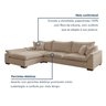 Sofá de Canto Modulado com Chaise 6 Lugares Base em Madeira Maciça Dominique - 9