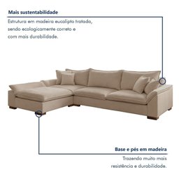 Sofá Modulado com Chaise M201 Base em Madeira Maciça - 12