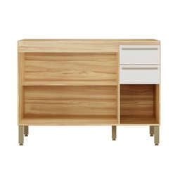 Balcão de Cozinha para Pia 120cm com 3 Portas 2 Gavetas sem Tampo 100% MDF Itália Espresso Móveis - 2