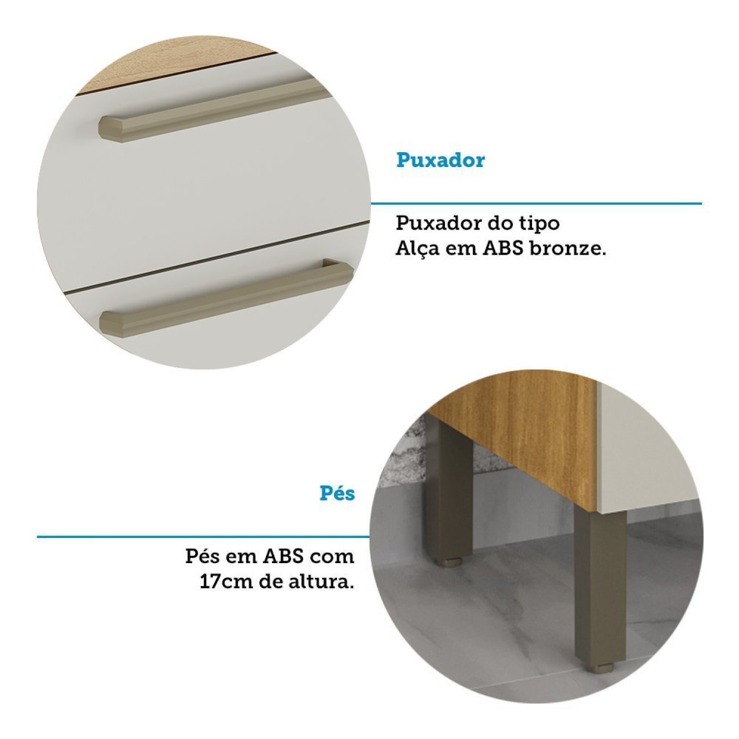 Balcão de Cozinha para Pia 120cm com 3 Portas 2 Gavetas sem Tampo 100% Mdf Itália - 7