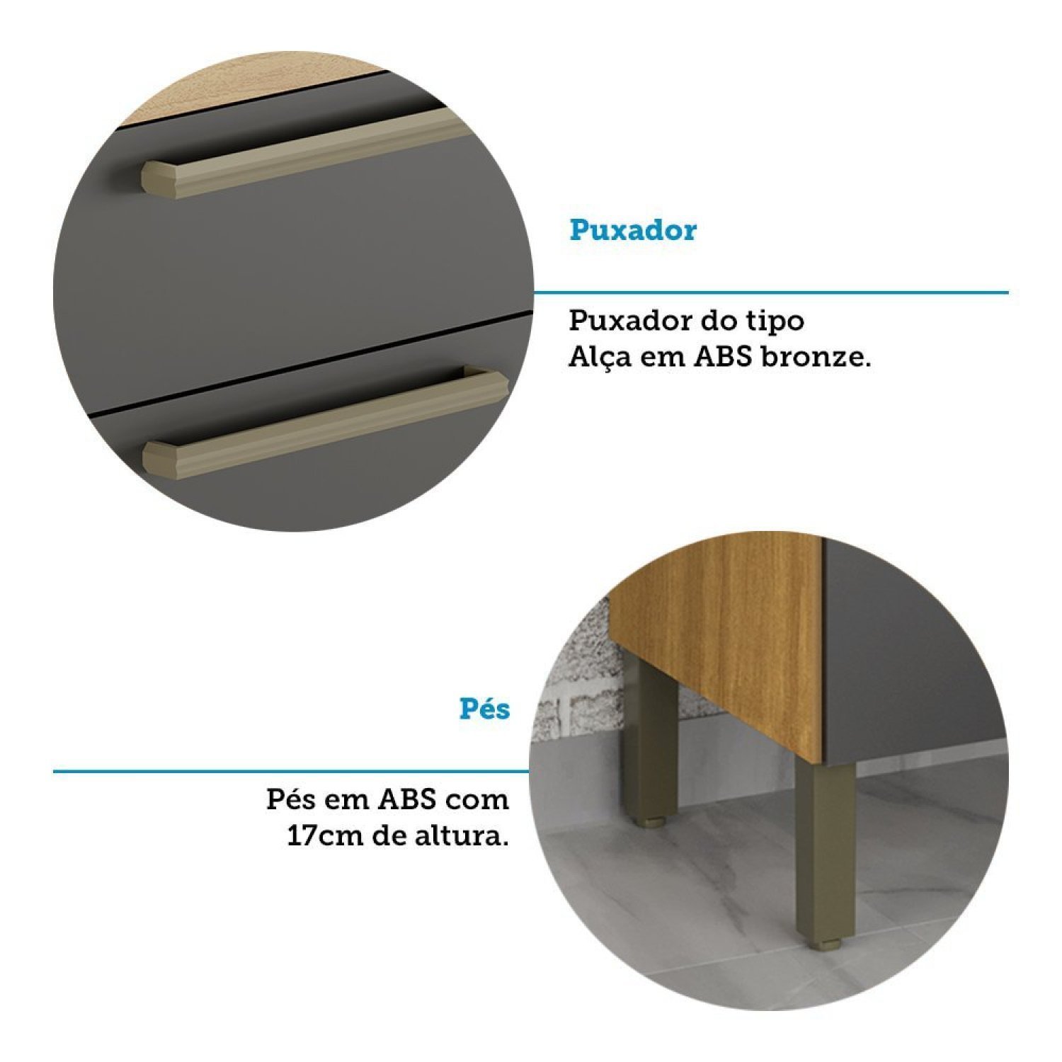 Balcão de Cozinha para Pia 120cm com 3 Portas 2 Gavetas sem Tampo 100% Mdf Itália - 7