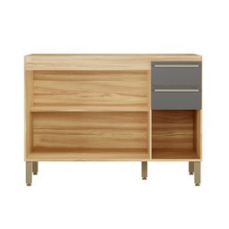 Balcão de Cozinha para Pia 120cm com 3 Portas 2 Gavetas sem Tampo 100% MDF Itália Espresso Móveis - 2