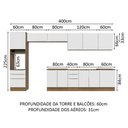 Ver imagem 4 de Armário de Cozinha Completa 400cm Rustic/Branco Veludo Lux da Thauane Madesa