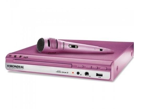 DVD KARAOKE MONDIAL USB MP3 ROSA BIVOLT | MadeiraMadeira
