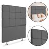 Cabeceira Estofada Cama Box Solteiro 90cm Julia Suede Cinza - 1