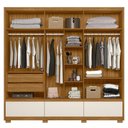 Ver imagem 3 de Guarda Roupa Casal 6 Portas com Espelho 3 Gavetas Amazonas - Freijó / Off White Freijó / Off White
